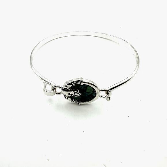 Claddagh Bracelet Silver tone Abalone Hinge Bangle Irish Costume Jewelry - Picture 1 of 8